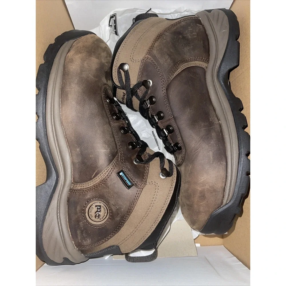 Men's Timberland PRO Flume Mid Waterproof Steel Toe Work Boots Brown A1Q8V 9.5 M